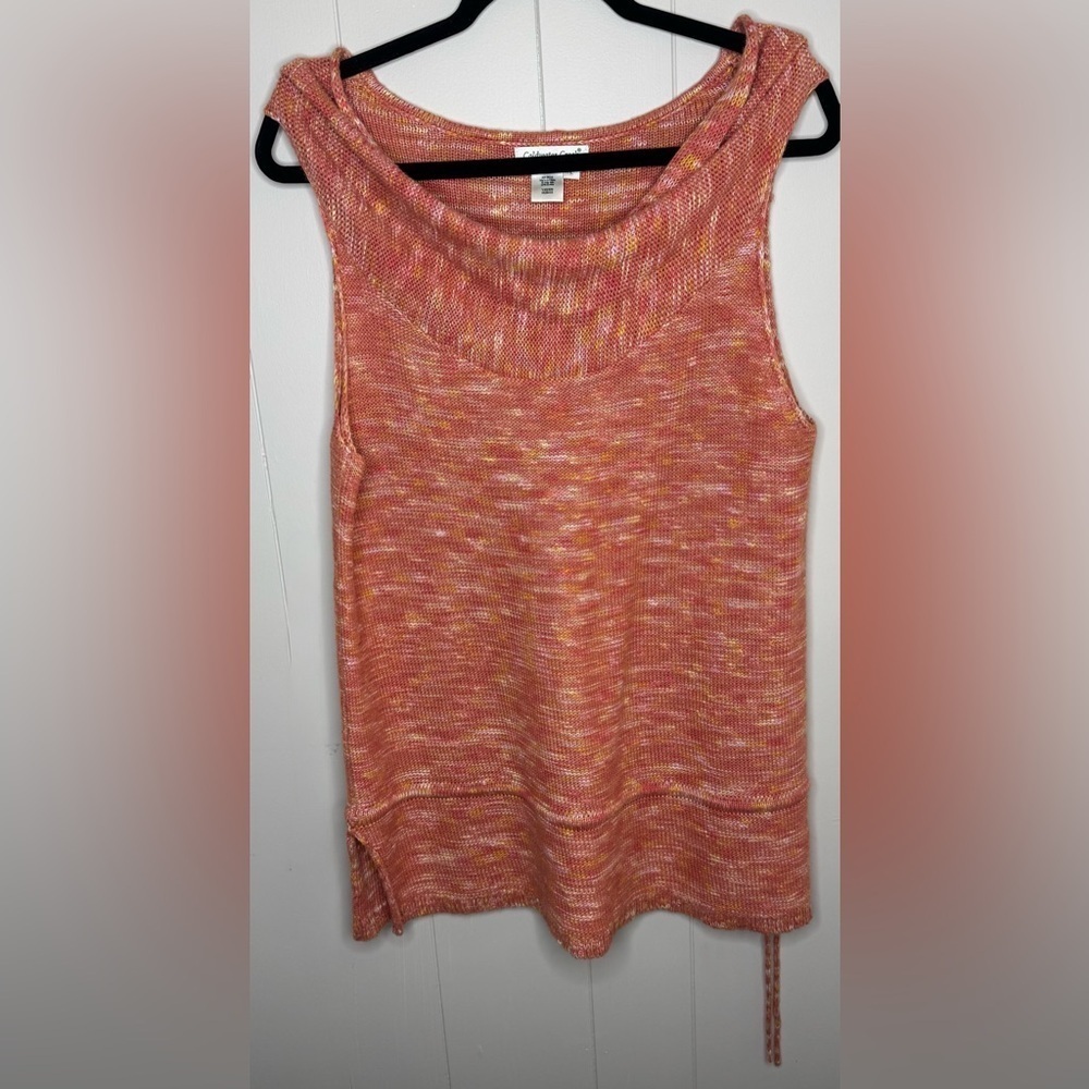 Coldwater Creek Cowl Neck Knit Sleeveless Tunic Cinch Waist Sweater Large